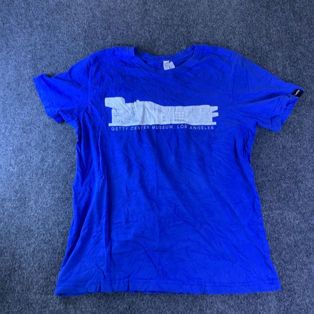 Bella + Canvas T Shirt Mens Large Blue Getty Center Museum Los Angeles Print